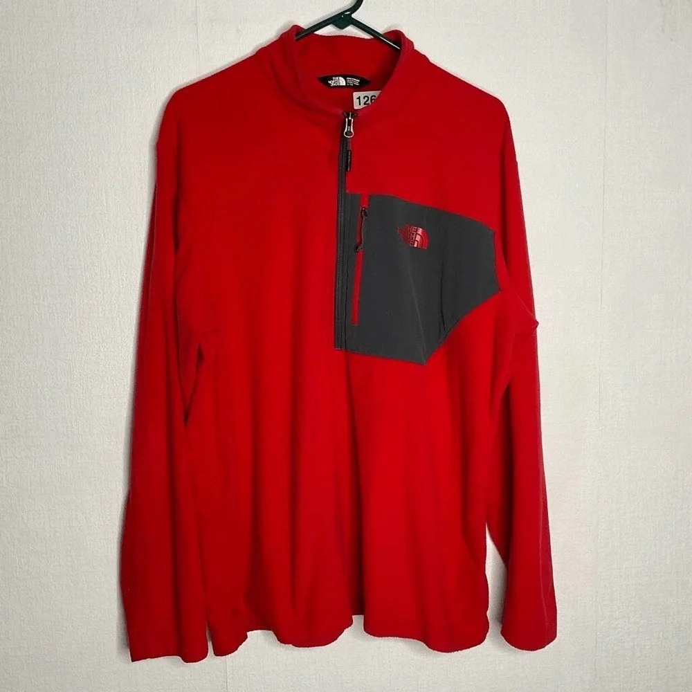 The North Face Red Chest Pocket 1/2 Zip MockNeck Fleece Sweater Men L‎ Nicaragua
